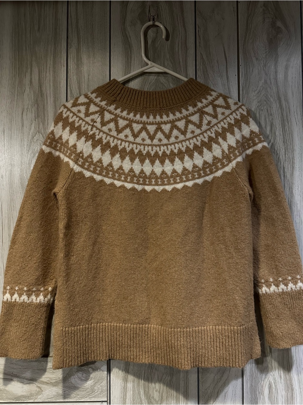 Talbots Camel and White Fair Isle Crewneck Sweater - Picture 4 of 4
